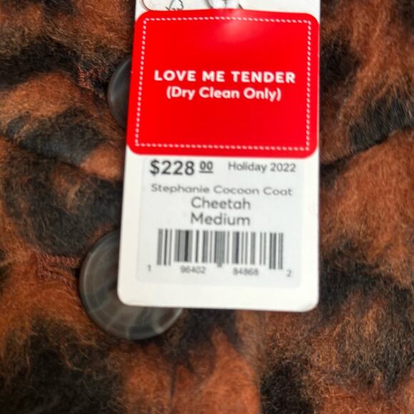 NWT Marine Layer Stephanie Size Medium Cocoon Coat Wool Cheetah Collar Pockets - Picture 3 of 6